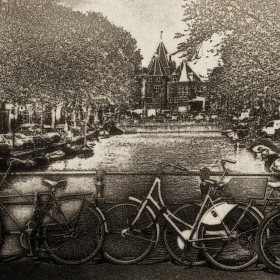 Амстердам, каналы, велосипеды автора Glebov